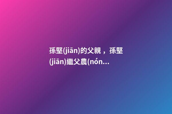 孫堅(jiān)的父親，孫堅(jiān)繼父農(nóng)村小爸爸供繼子上學(xué)